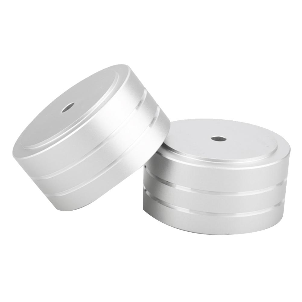 4 Stück 40x20mm Aluminium HIFI Verstärker Lautsprecher Isolationsständer Plattenspieler Füße Pad (Silber)