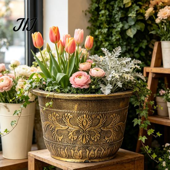 Plastic Bonsai Planter for Lotus Water Lily Planter, Vintage Round Plant Pot, Without Drainage Hole, Style Balcony Basin Extra Large Flower Pot Lotus,