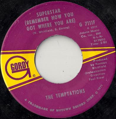 7inch Record TEMPTATIONS - Superstar (Remember How You Got Whe G7111F Gordy 1971 US Soul/Funk Used