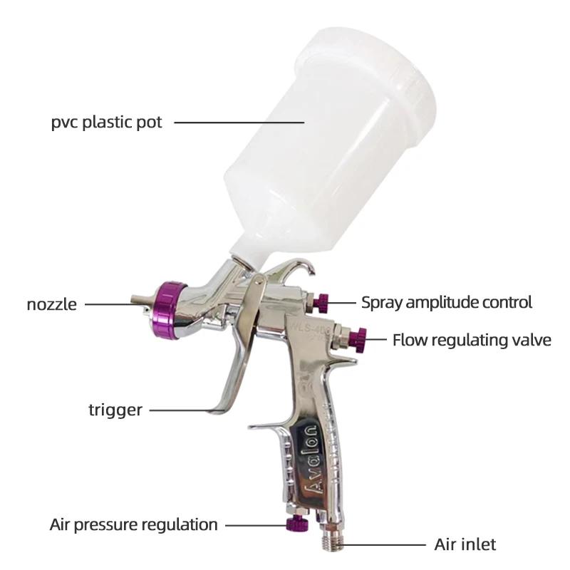 Avalon WLS 400 Automotive Paint Spray Gun Primer Varnish Spray Pneumatic Tool Upper Pot 1.4mm Diameter