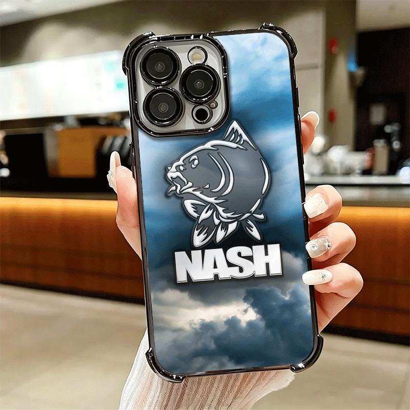 Nash Fishing Fish Mark Soft Phone Case For iPhone 15 16 17 Air 14 Pro Max 16E Plus 13 12 Mini Plating Anti-Fall Fundas