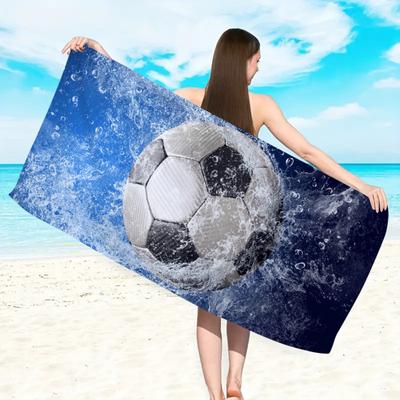 Soccer Ball Beach Towel Oversized Microfiber Quick Dry Sports Bath Towel Soft Swimming Pool Gym Travel Blanket