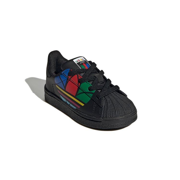 Adidas Originals Pure E Synthetic Leather Retro Durable Breathable Low-Top Walking Shoes Baby Shoes Black FW4018