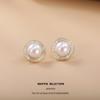 Irregular Round Faux Pearl Stud Earrings: Elegant Japanese & Korean Trendy Fashion for Women