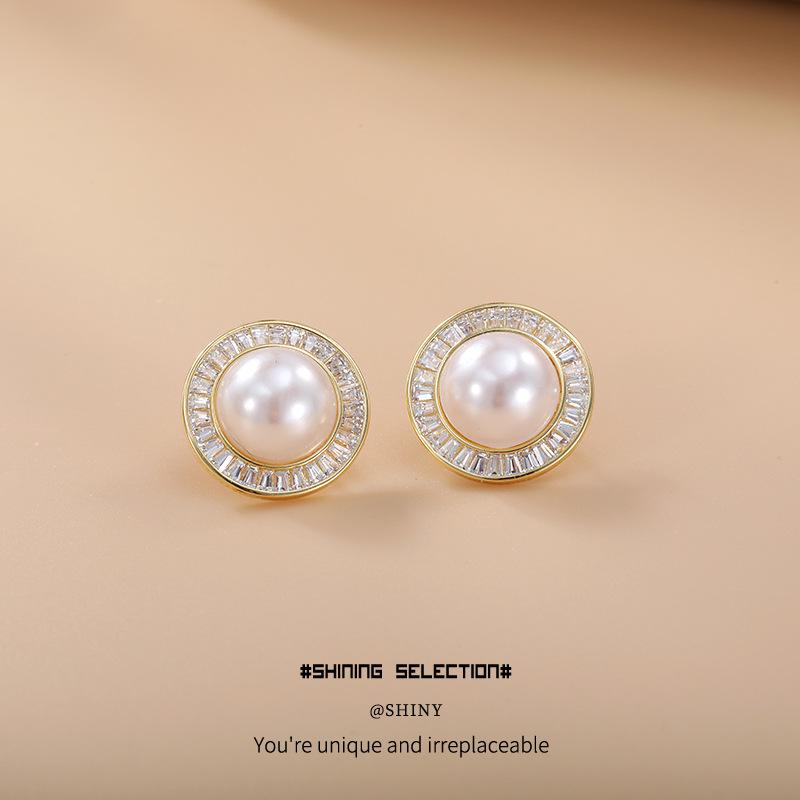 Irregular Round Faux Pearl Stud Earrings: Elegant Japanese & Korean Trendy Fashion for Women