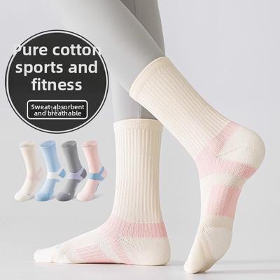 Sports Socks for Women, Yoga, Marathon, Running, Badminton Socks, Breathable Towel Bottom, Thickened Mid-calf Socks for Women