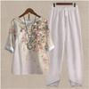 Sommer Lässige Zweiteiler Damen Locker Kurzarm T-Shirt High Waist Hose Print Outfits Damen Elegant Vintage Oberteil Hosenanzug