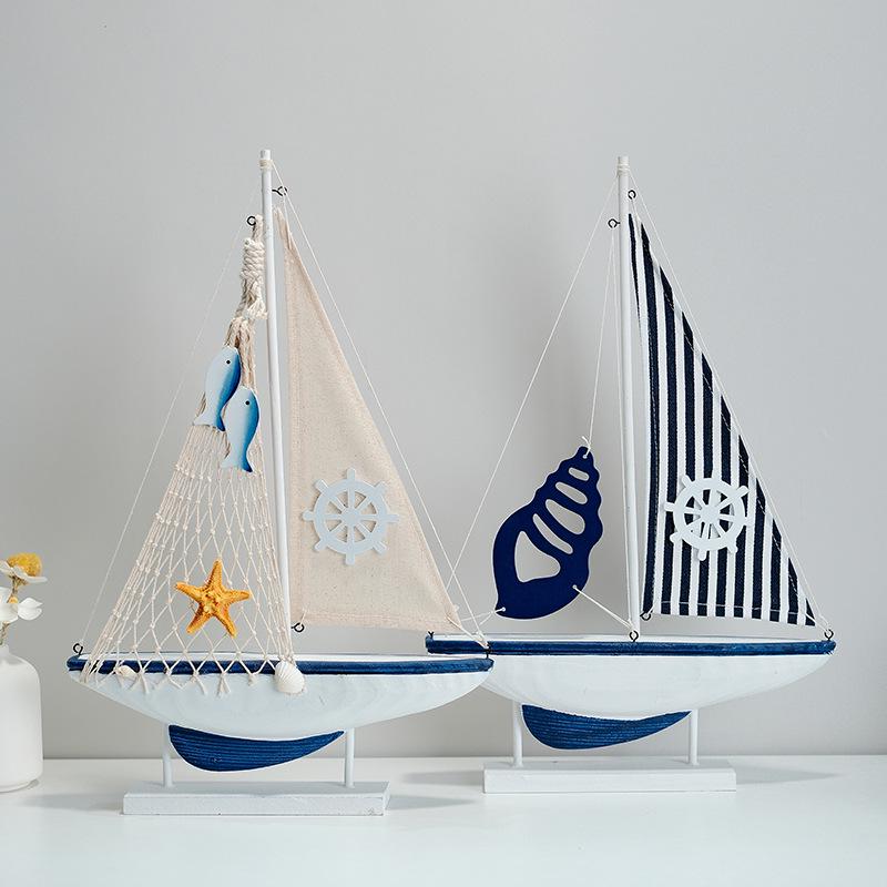 Porzellan Segelschiff Modell im mediterranen Stil - Kreative Holz Heimdeko Ornamente