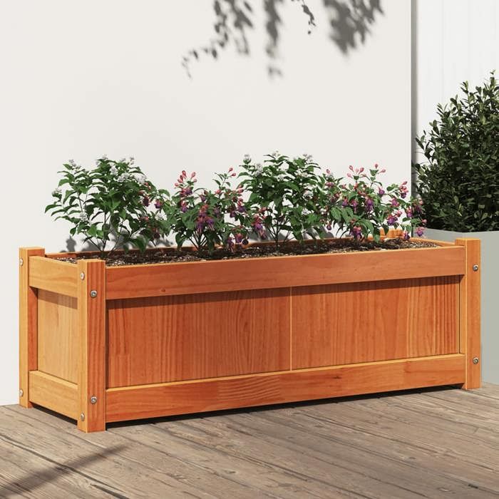 VidaXL Jardinière cire marron 90x31x31 cm bois de pin massif 837453