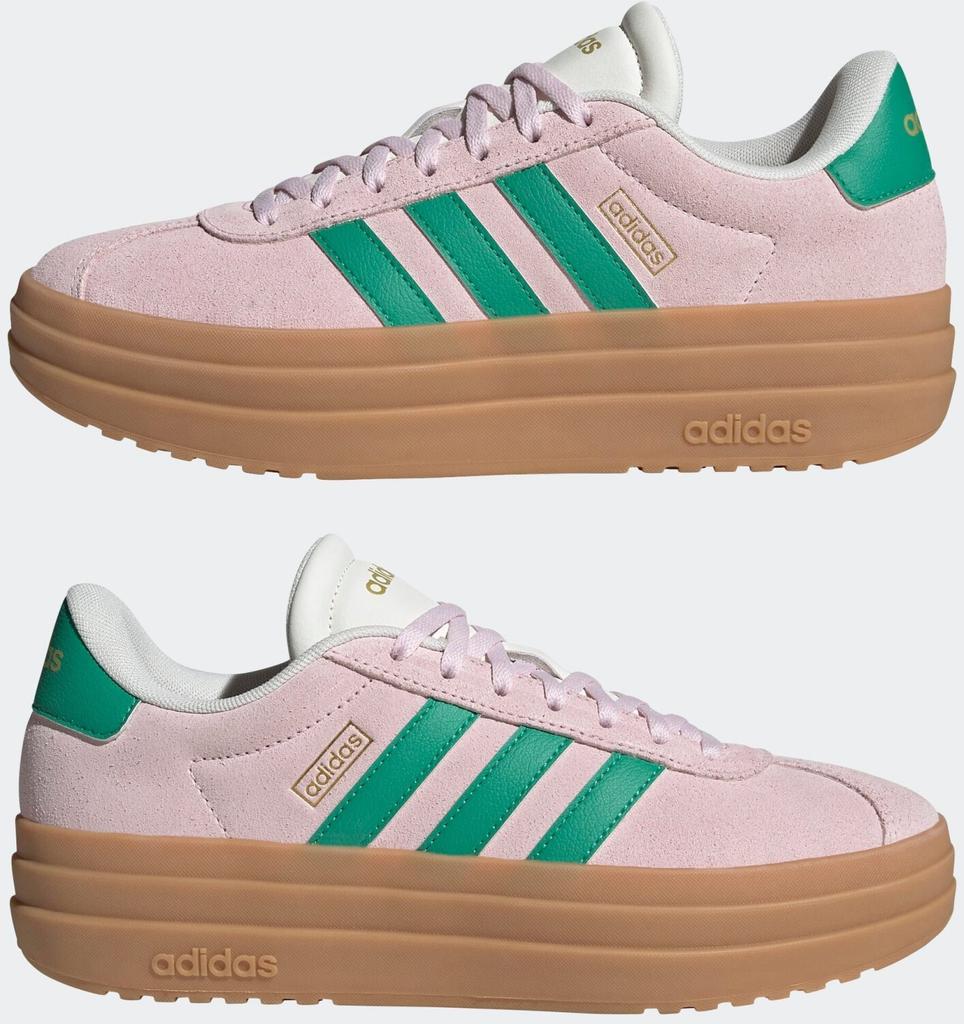 Кроссовки Adidas VL Court Bold Women прозрачный розовый/корт зеленый/коричневый белый