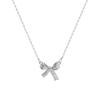 Sparkling Diamond Small Bow Necklace Women Light Luxury and Sweet Collarbone Chain