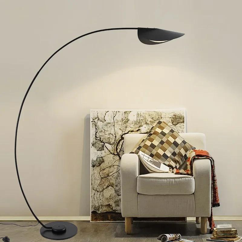 Nordic designer LED floor lamp creative black parabolic fishing light living room study home decoration bedroom reading light