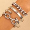 Punk Hip-Hop Alloy Bracelet Set - 4 Piece European & American Style
