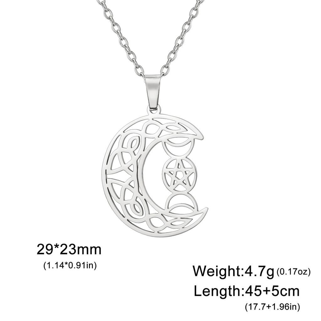  Triple Moon Goddess Necklace for Women Wiccan Crescent Celtic Knot Pendant Chain Stainless Steel Talisman Jewelry Gift