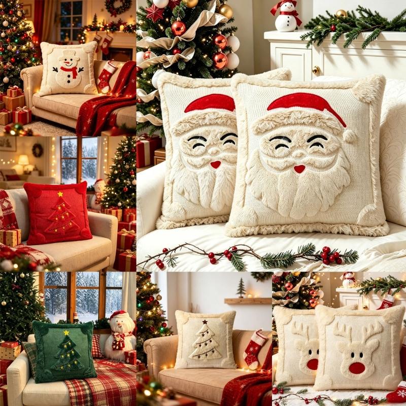 Bedroom Chair Accent Pillow Cover for Sofa Couch Use, Soft Christmas Throw Pillowcase 45cm/17.7inch Indoor Style