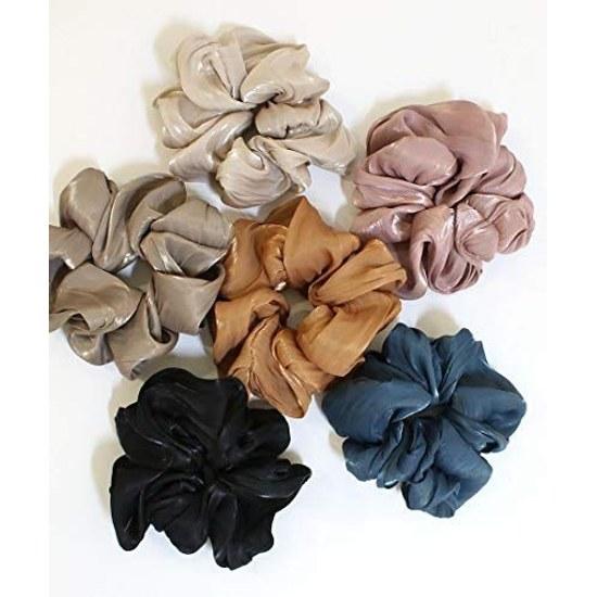 VINGTAINE шифоновий об'ємний scrunchie великий стильний дорослий модний пучок наверх хвіст HS-143-BL- синій