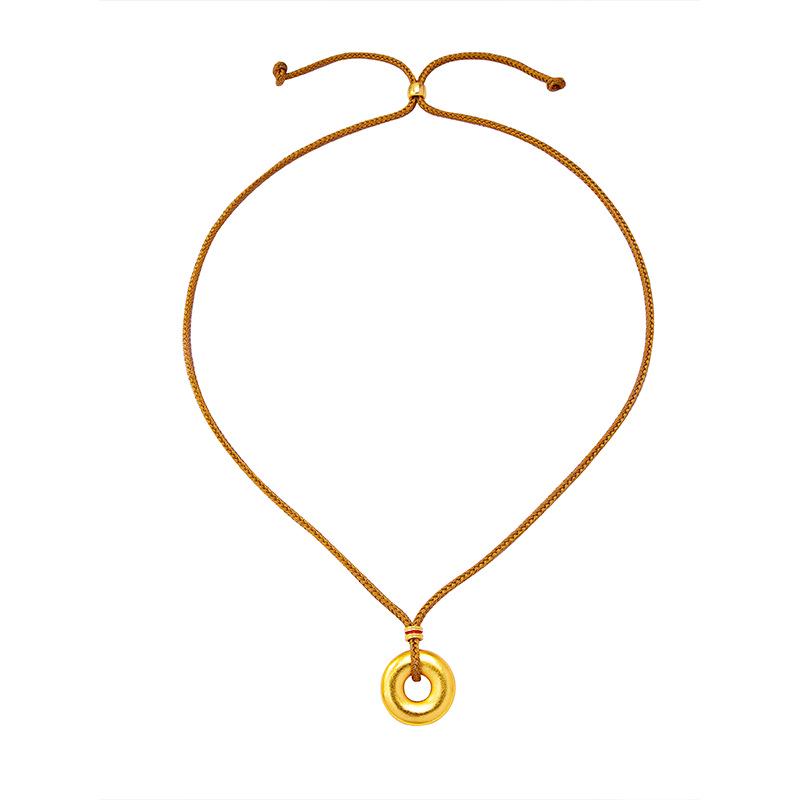 Vietnamese Gold Pendant Necklace: New Chinese Style, Women’s Safety Buckle Design, Long-lasting Color Jewelry