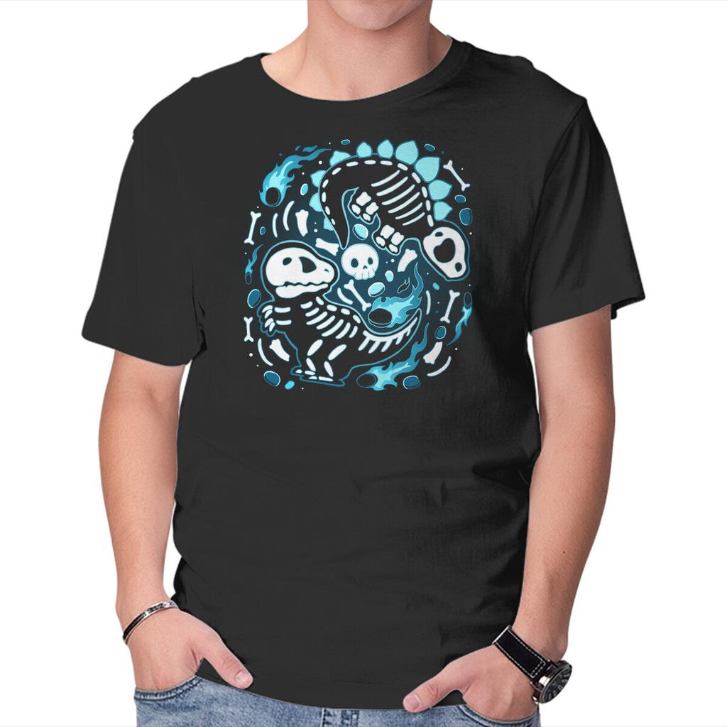 Unisex Crew Neck T-Shirt Extinction Skeleton Graphic Short Sleeve Casual Tee