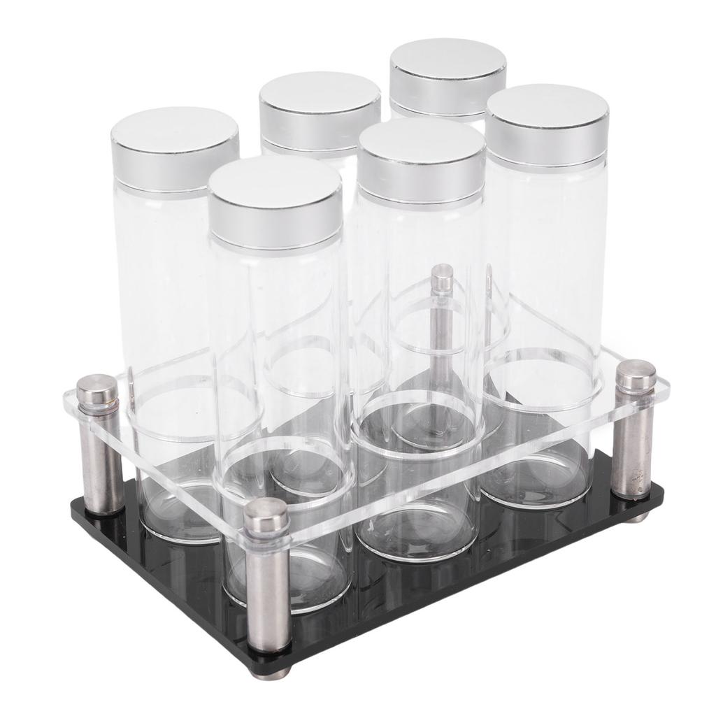 6PCS Coffee Beans Storage Tubes High Borosilicate Glass Coffee Bean Cellars with Display Stand for