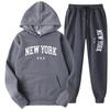 Unisex Fashion Letter Print Casual Loose Hoodie Set