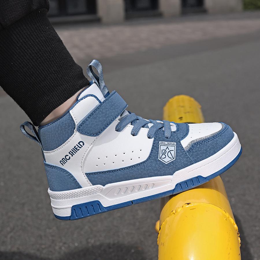 Moteable og praktiske borrelåssko med tykk såle og høy ankel for barn, utendørs fritidssportssko 28-39