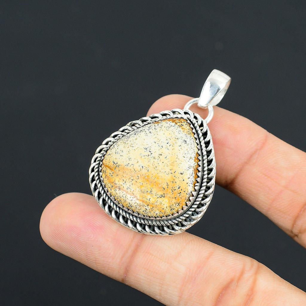 Muttertagsverkauf Natürlicher Bildjaspis Sterlingsilber Handwerker Anhänger Schmuck