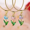 Colorful Tulip Pendant Necklace, Flower Necklace, Fashionable Women'S Jewelry