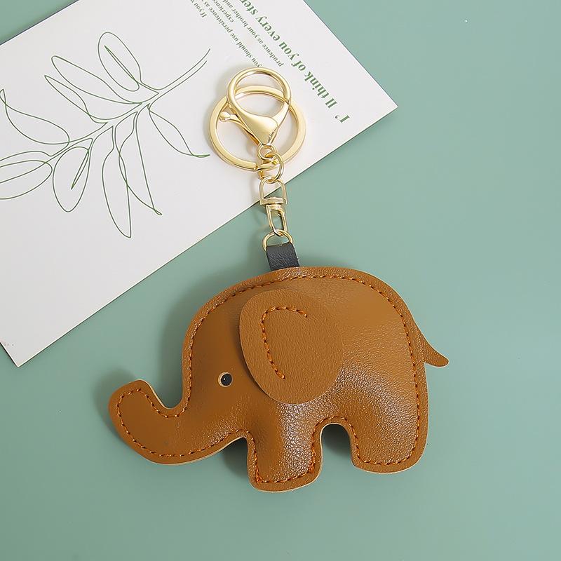 1Pcs Leather Animal Pendant Cartoon Elephant Keychain For Women Bag Charm Decoration Key Chain Holder Gift