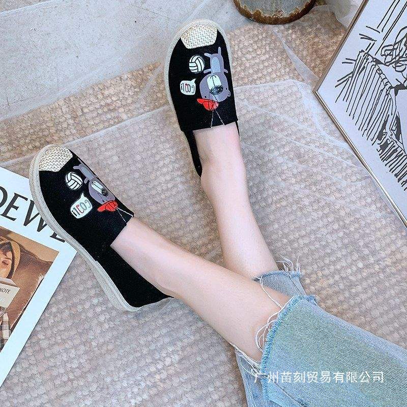 Spring cloth shoes one pedal flat-bottomed lazy fisherman breathable canvas single shoes