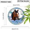 Acrylic Horse with Blue Flowers and Butterfly Suncatcher, Stained Glass Effect Window Hanging Ornament for Horse & Nature Lover Gifts