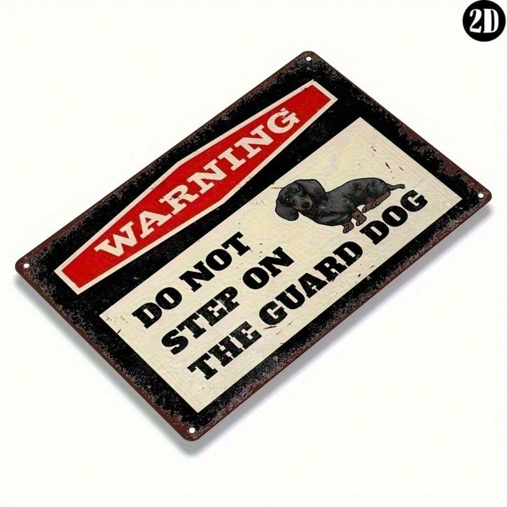 Metal Sign Wall Art Vintage Warning Dog Poster Garage Decor