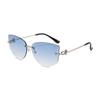 Cat Eye Metal Borderless Retro Men Women Sunglasses Fashion Trend Outdoor Sunscreen Sunshade Street Photography Glasses