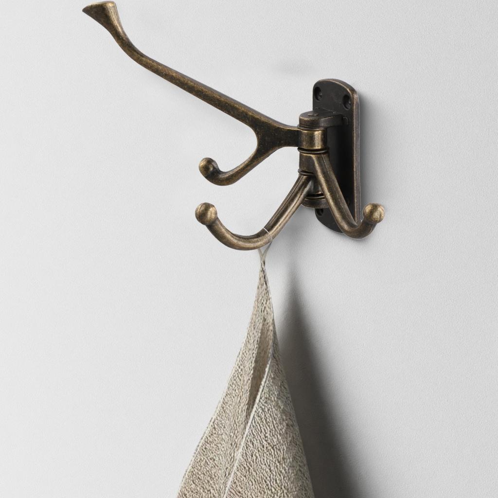 Practical Wall Mounted Coat Hook with Three Adjustable Arms for Home Use