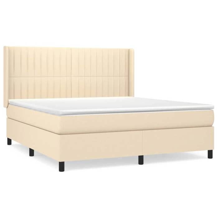 3131606 vidaXL Lit à sommier tapissier avec matelas Crème 160x200 cm Tissu