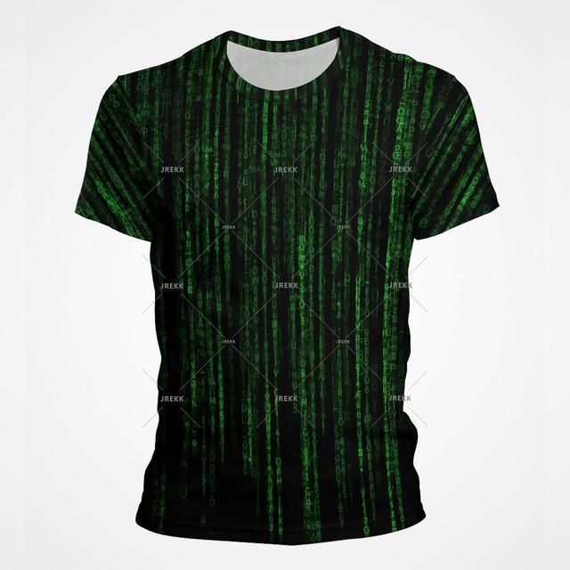

Модная зеленая футболка с матричным кодом и 3D принтом для мужчин, трендовые футболки с индивидуальным графиком, уличная одежда для программистов, футболка большого размера, топы L