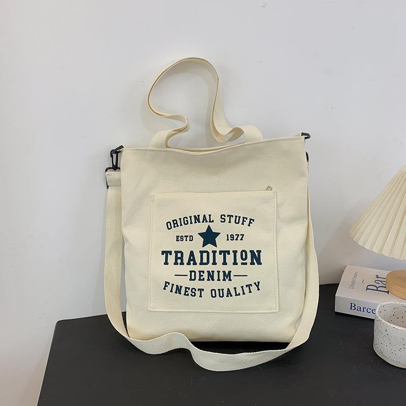 

Ретро унісекс полотняна сумка-тоут: Студентська сумка через плече та через плече великої місткості