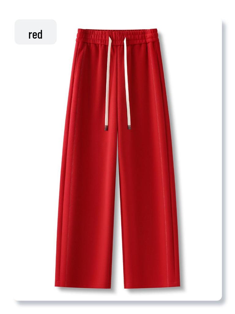 Women's Gray Scimitar High-Waisted Wide-Leg Sweatpants, 2025 Spring/Autumn Collection - Slimming, Loose, Straight-Leg Casual Sports.