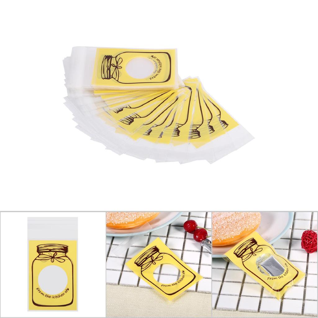 100 pz/Confezione Adorabile Sacchetto di Plastica per Confezionamento Regalo Caramelle Biscotti Biscotti Forniture per Feste (Giallo)