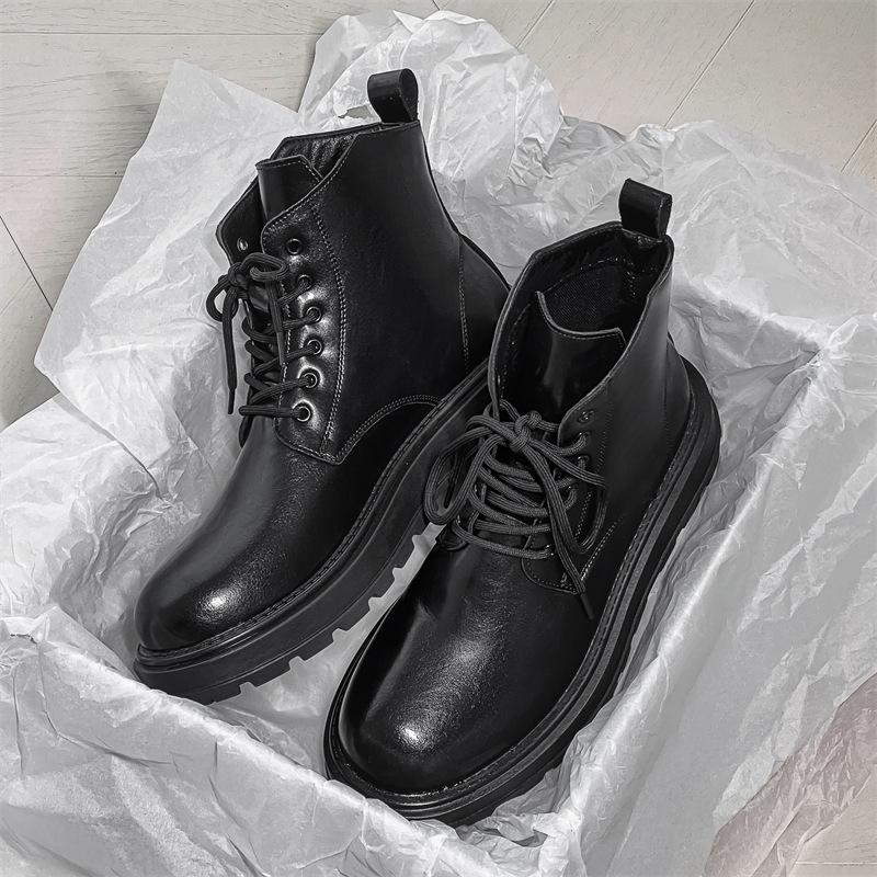 Chelsea Boots Men'S Autumn And Winter New British Style Business Leather Shoes Mid-Top Martin Boots Men'S 2908-J