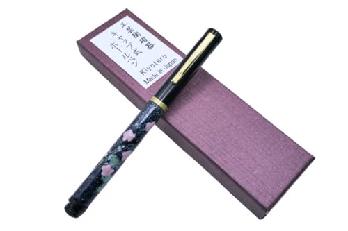 Kiyoteru Craft Porcelain Cap-Style Ballpoint Pen, Cherry Blossom Design, Blue Star Design, CLJ_TBP_256