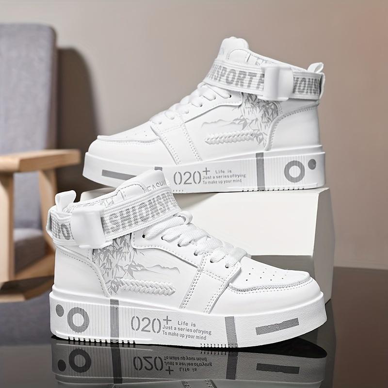 Herren High-Top-Sneaker Atmungsaktiv&Bequem Lässige Schnürschuhe PU-Obermaterial Weiches PU-Futter Grip-Tech Gummisohle&Stoff-Einlegesohle