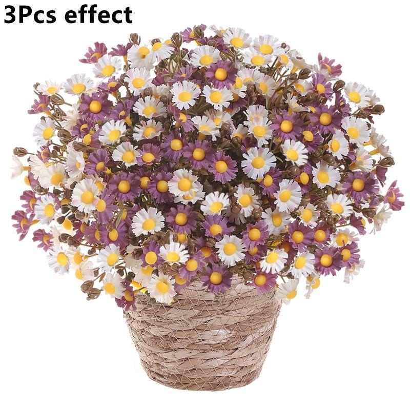 

1/3Pcs 33cm Artificial Autumn Flowers Fake Silk Small Daisy Bouquet Artificial Autumn Plant for Home Room Wedding Decoration 1Pcs фиолетовый