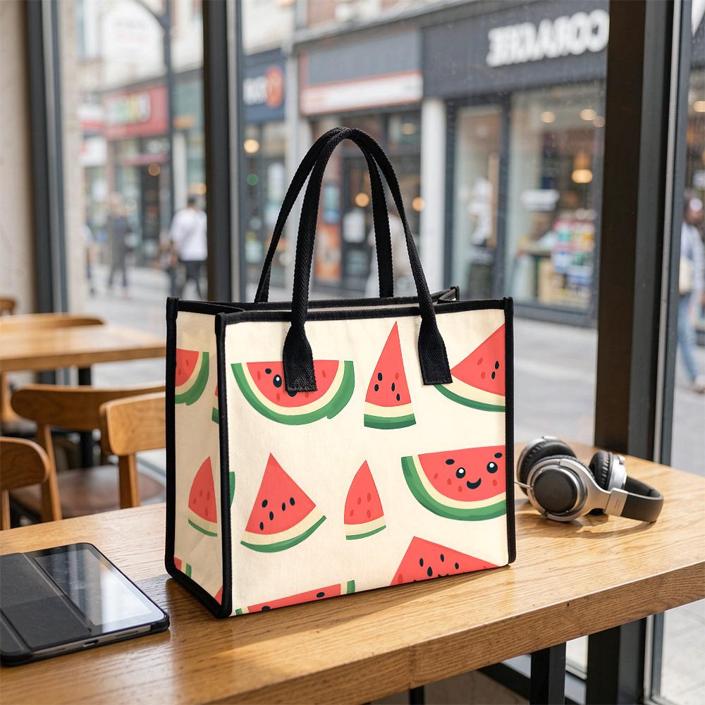 Cute Watermelon Print Large Tote Bag Casual Lightweight Shoulder Bag for Daily Shopping Travel