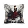 Beautiful Lady Piano Musical Notes, Wavy Dress Square Pillowcase Pillow Cover Cushion Comfort Throw Pillow for Home Bedroom