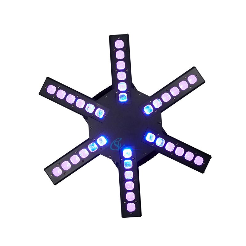 120W RGB LED Stage Light Six Arm Beam Disco Party Effect Light DMX Sound Control For Bar Wedding Show
