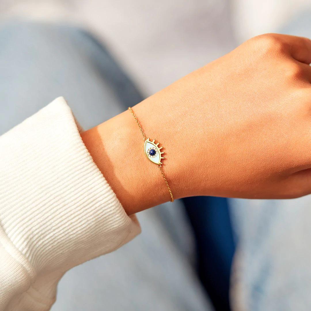 Devil s Eye Bracelet: S925 Sterling Silver with Enamel Drip Glaze, Women s Fashion, European/American Cool Style, Unique Hand Jewelry 925 Silver золотой