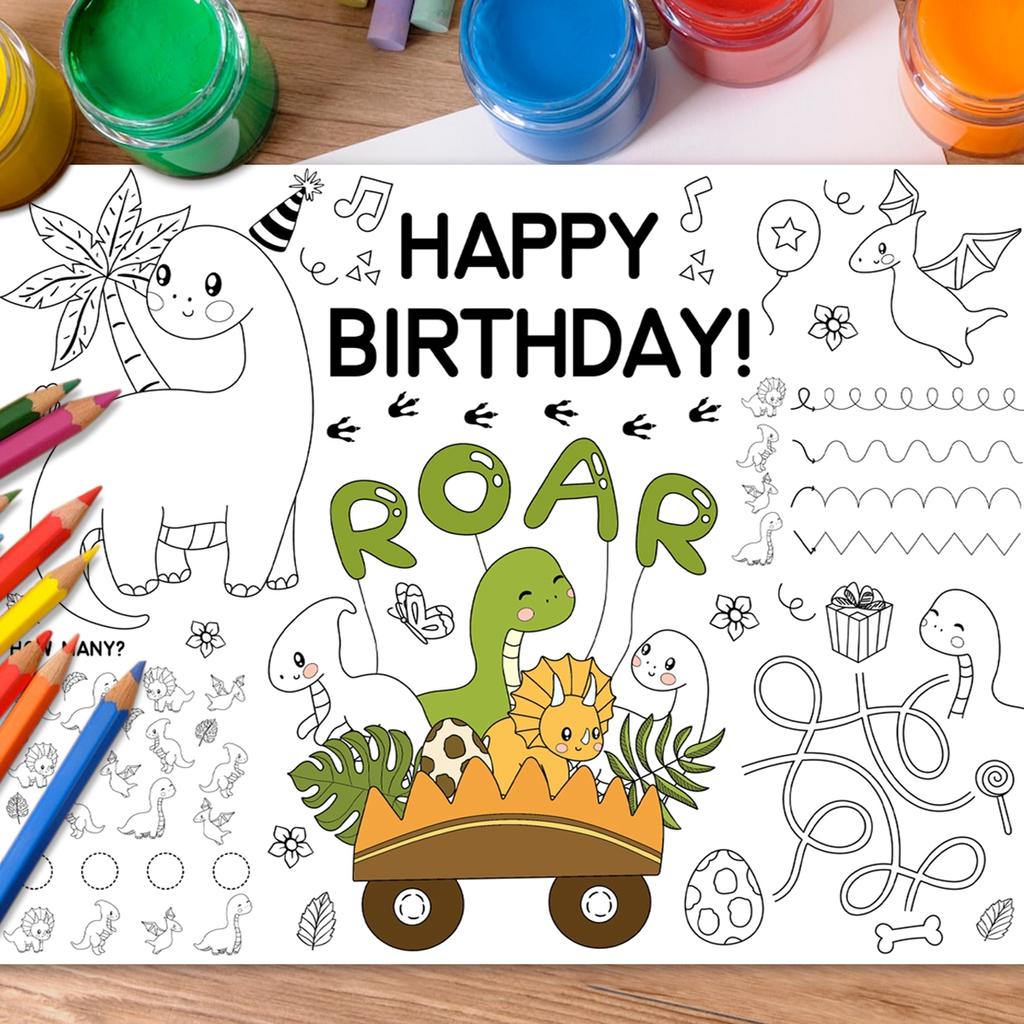 Papel para Colorear de Dinosaurios Manualidades para Niños Actividad de Arte para Garabatear Regalos Suministros para Fiestas de Cumpleaños Póster Educativo para Colorear Decoraciones de Fiesta