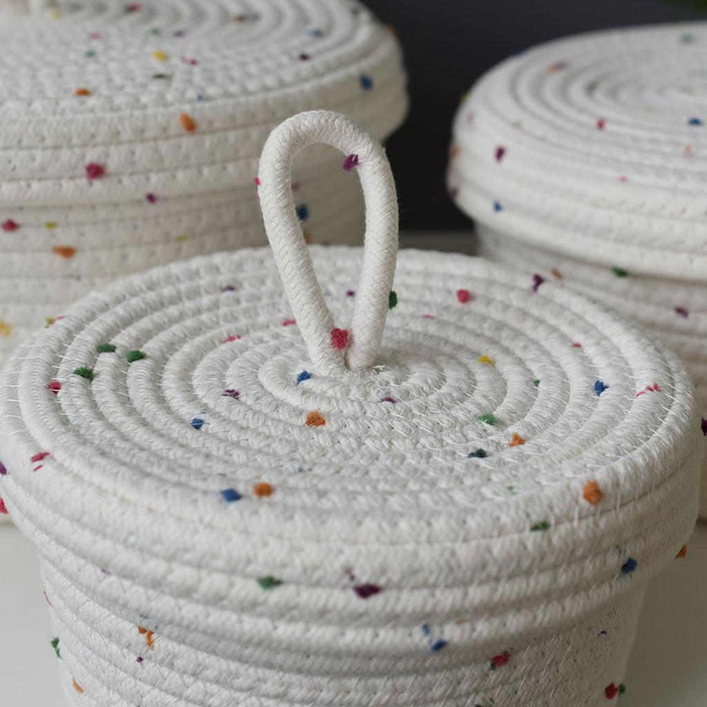 Cotton Rope Storage Basket Organizer Box for Makeup Snacks Desktop Multifunctional Stackable Handwoven Home Decor
