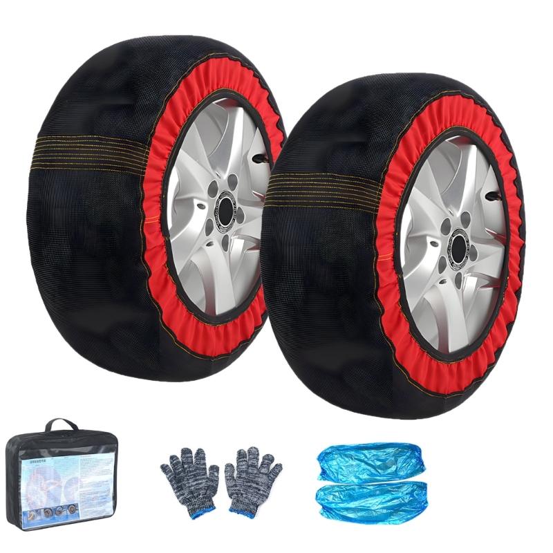 Pack of 2 Car Snow Traction Socks for Superior Grip on Snow Ice and Wet Roads Alternative to Chains Suitable for Various XS