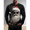 Christmas Theme Spring and Autumn Round Neck 3D Printed Top Fashionable Casual Long Sleeved Men's T-shirts